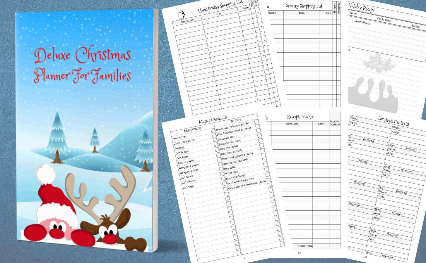 Deluxe Christmas Planner For Families: Ultimate Organizer With Shopping Lists, Gift & Menu Planners, Greeting Card Tracker, Budgets & More!
