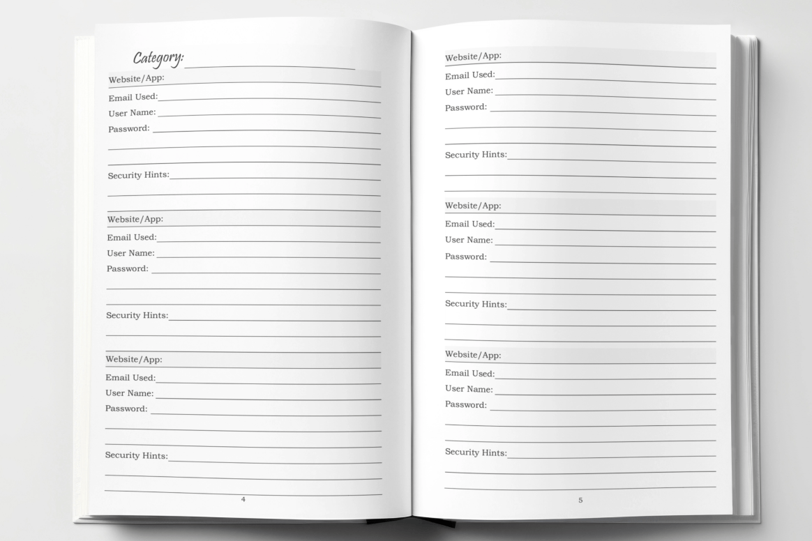 Oh! Discreet Password Book For Websites & Apps With 300 Categorized Entries