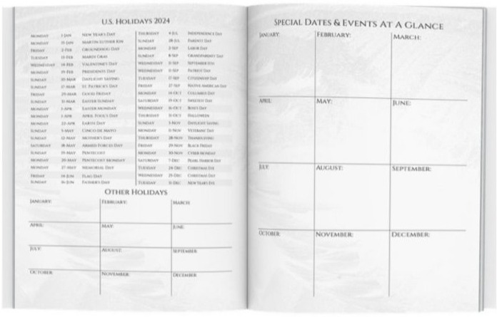 U.S. Holiday page with space to add your own Special dates