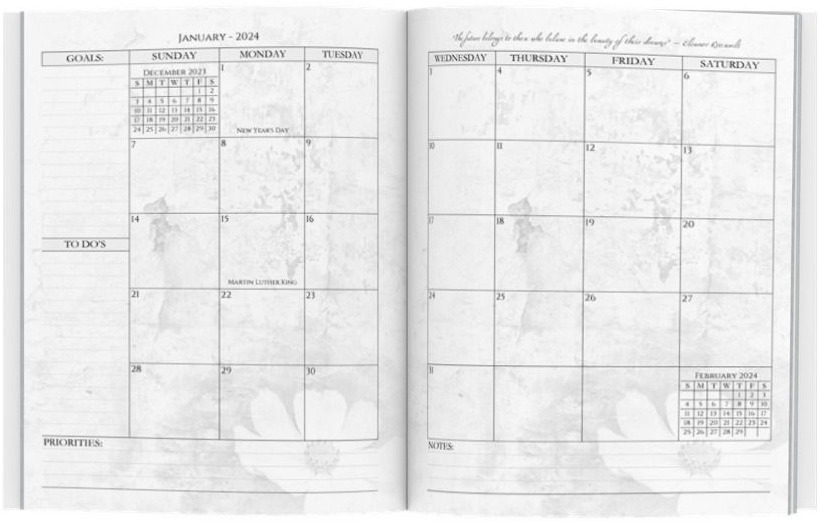2024-2025 Monthly & Weekly Planner With Quotes