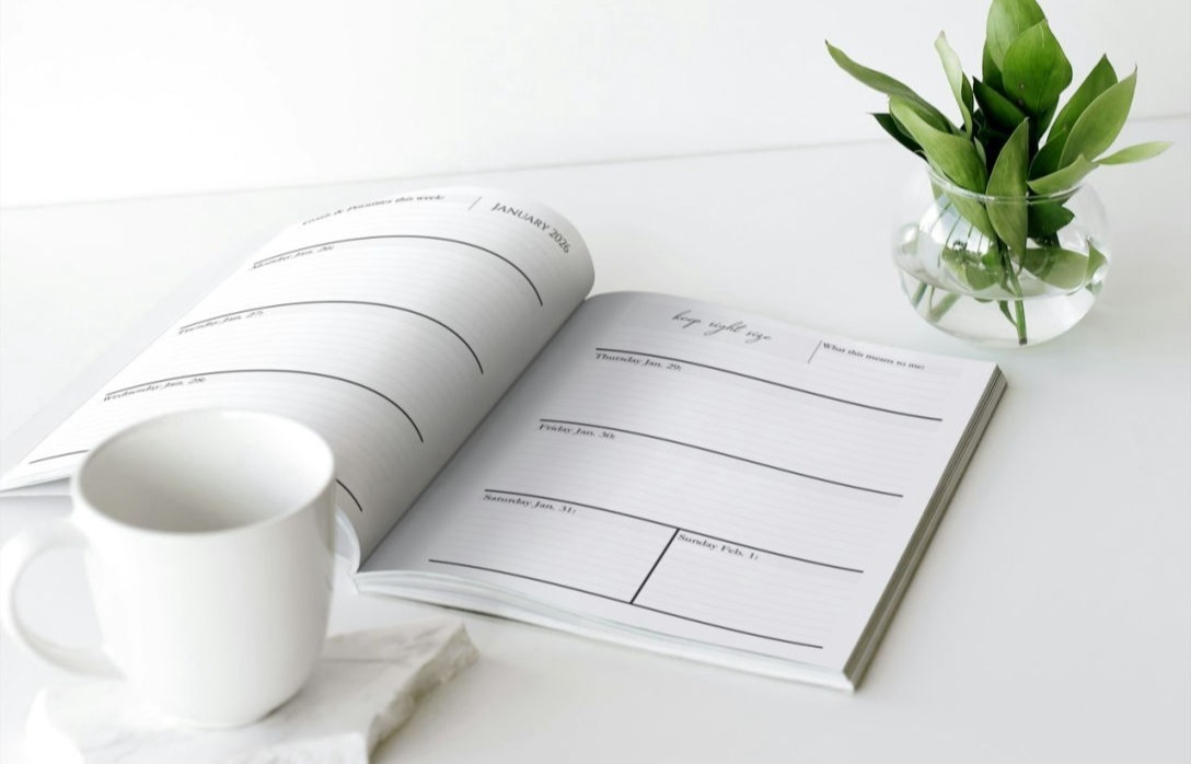 Week at-a-glance with two-page spread weekly views