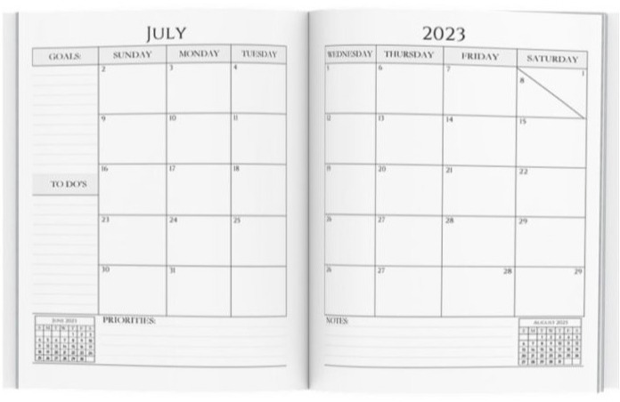 Course & Club schedule plus monthly projects each semester