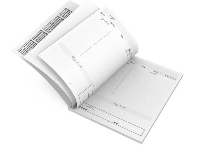 Two-page spread category pages with recipe index 