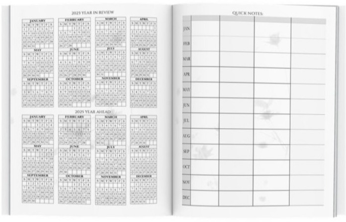 2024 Monthly, Weekly, Daily Personal Planner Week at-a-glance with two-page spread weekly views