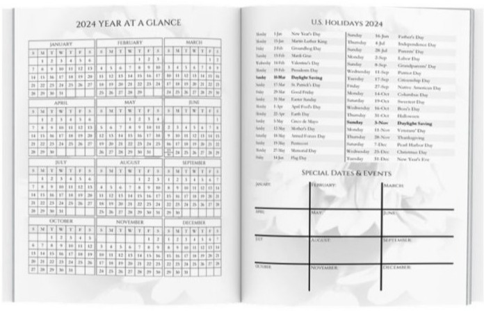 Future planning and notes pages in the back of the planner