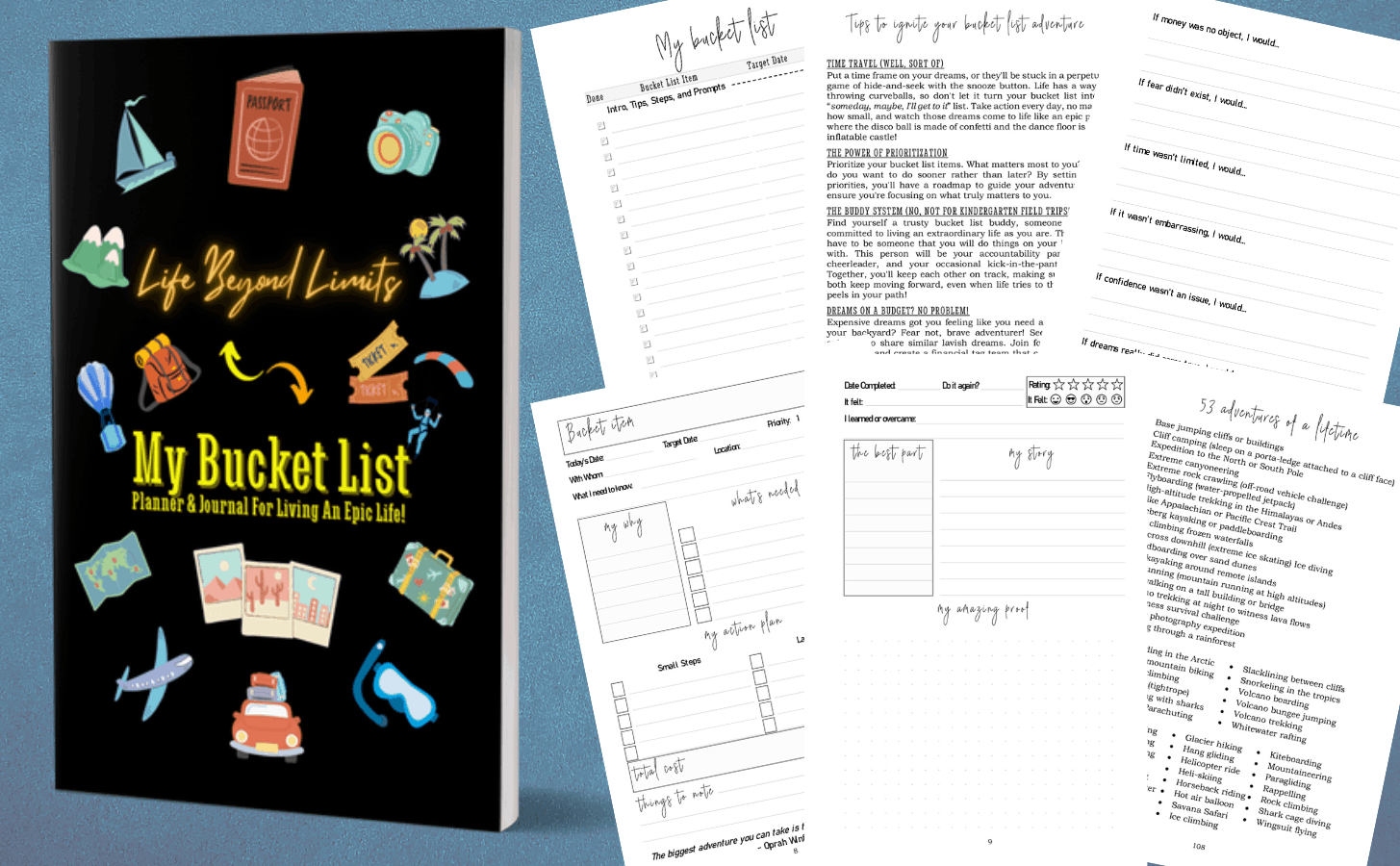 My Bucket List Planner & Journal For Living An Epic Life!: Life Beyond Limits: Break Free From Routine And Craft A Life Worth Living