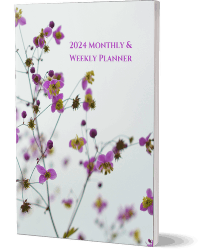 Purple Flowers 2023 Monthly and Weekly Planner