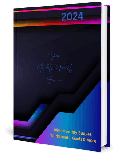 1 Year 2024 Ultimate Monthly & Weekly Planner With Monthly Budget Worksheets, Goals & More