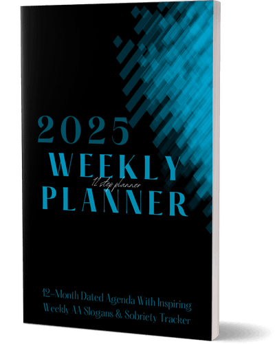 2025 Personal Planner for AA NA 12 Step Fellowship in Black & Blue