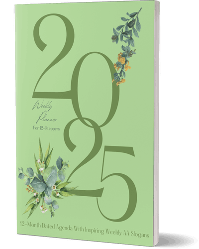 2025 Personal Planner for AA NA 12 Step Fellowship in Sage Green