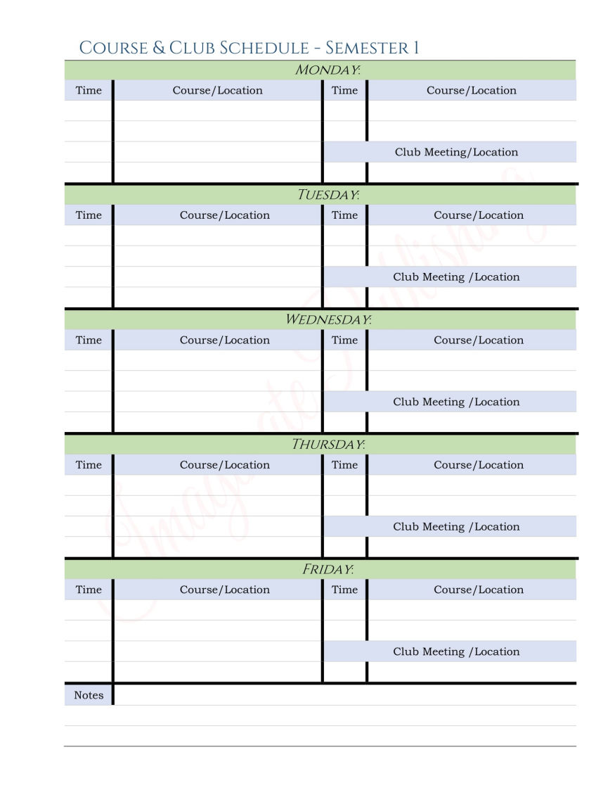 Free Course & Club Schedule PDF Download