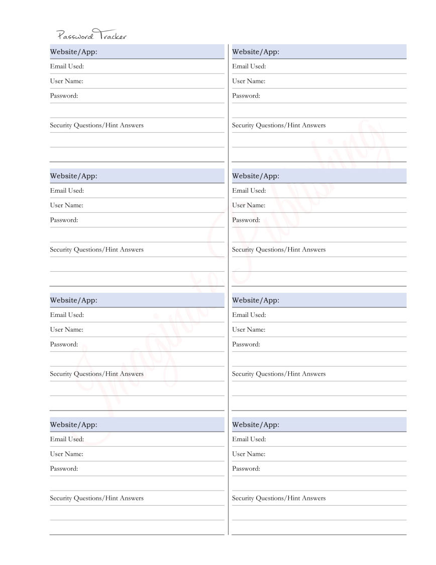 Totally Free Password Tracker PDF Download 
