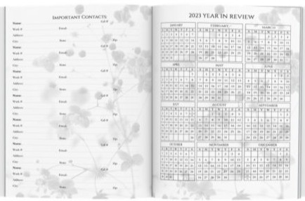 Full year in review plus contacts pages